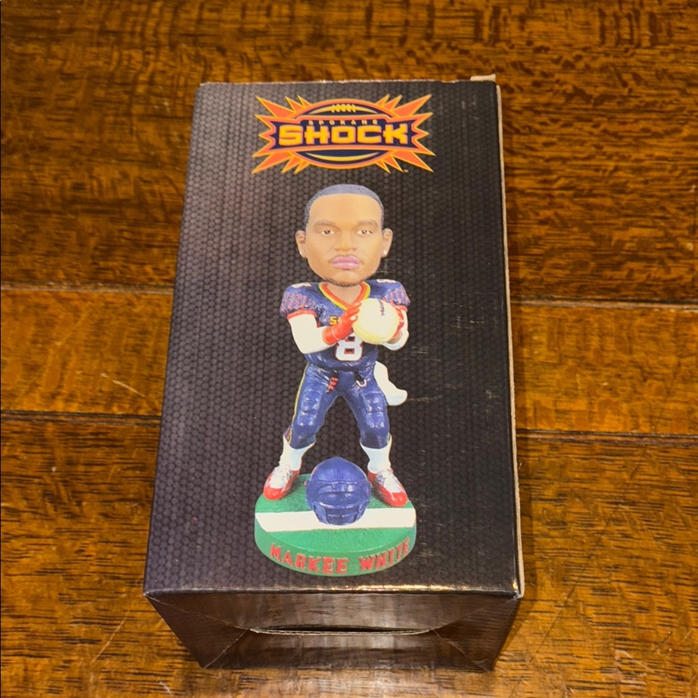 Spokane Shock Markee White Football Bobblehead.  Vintage.